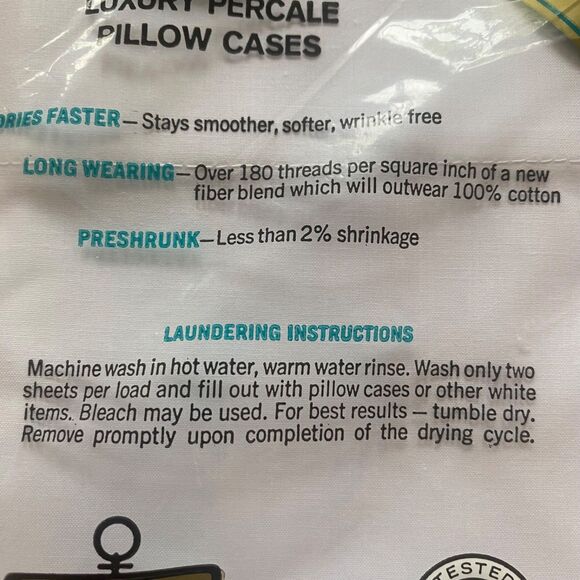 Vintage Kmart Luxury Percale Pillowcases NIP 42x36 Permanent Press Lot of 3 Pack - Picture 6 of 7